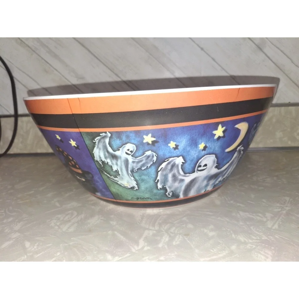 Halloween Trick or Treat Candy Bowl Citrus Grove 2012 Vintage Ghosts Pumpkin Cat